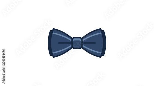 Minimalist Blue Bow Tie Vector Icon Illustration