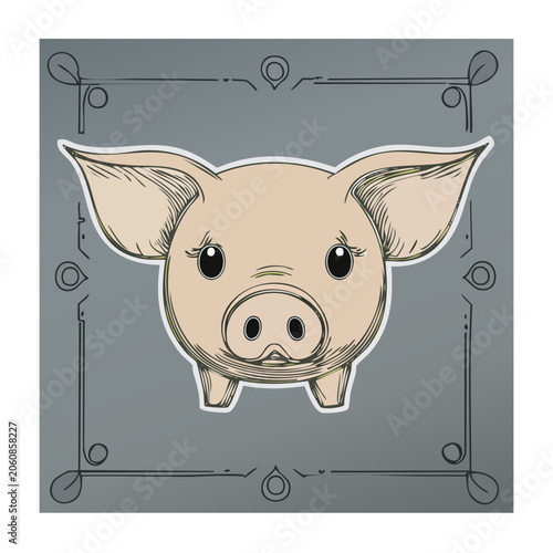 Cute cartoon pig face illustration