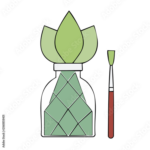 Flat design perfume bottle and paintbrush illustration