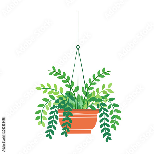 Flat design tree with pot and leaves