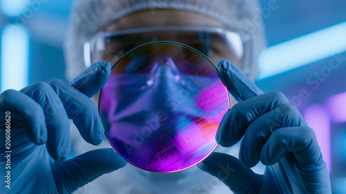 Scientist Holds Silicon Waf...