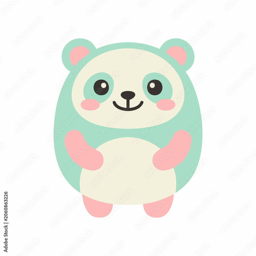 Fototapeta premium Cute Cartoon Polar Bear Character Smiling in Pastel Blue and Pink Illustration