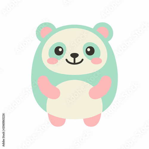 Cute Cartoon Polar Bear Character Smiling in Pastel Blue and Pink Illustration