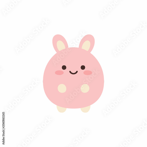 Cute Cartoon Bunny Face with Smiling Expression in Flat Design Style Illustration
