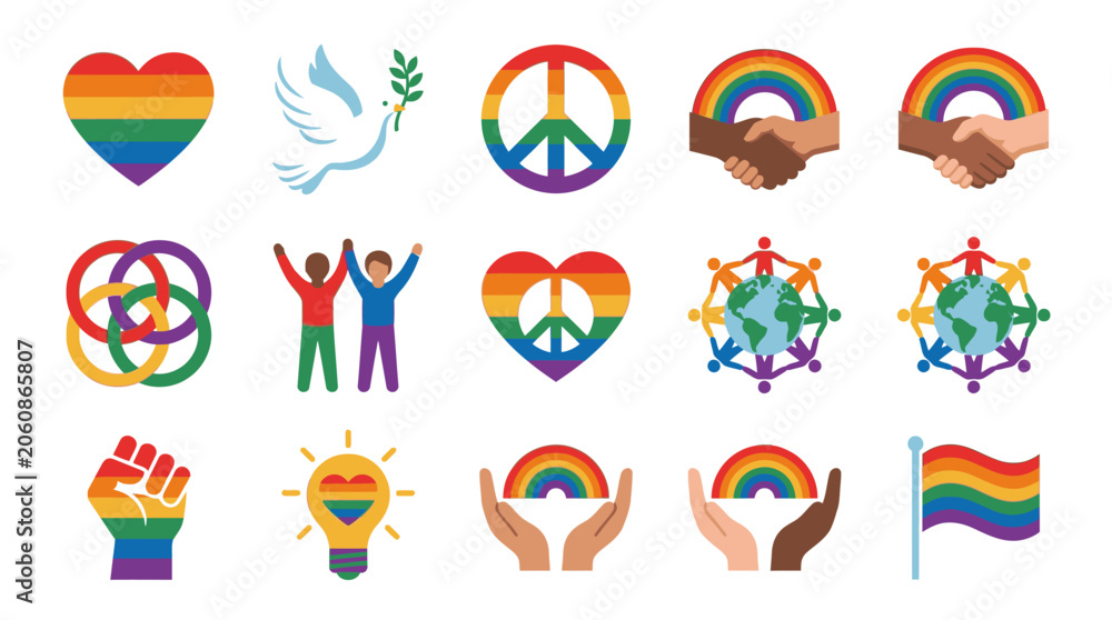 Fototapeta premium LGBTQ Pride Rainbow Symbols and Icons.