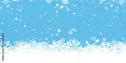 Tablou pe pânză Snowflake pattern with falling snow against a light blue background