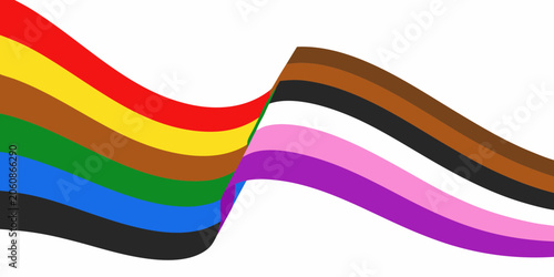 Tableau sur toile Progress pride flags waving colorful vector illustration on white background