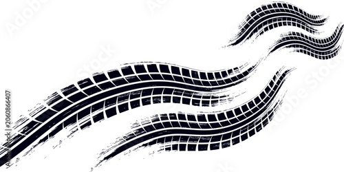 Fotografie Tire tread marks, drift, motorsport, motocross, rally, tread mark with skid, grinding, splash effect