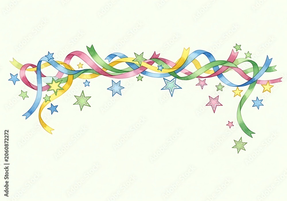 Fototapeta premium Colorful abstract flowing ribbon design with floral elements.