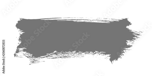 Fotografie A minimalist black ink brush stroke sweeping in a smooth arc, with textured edges and fading bristle marks on a clean white texture background vector