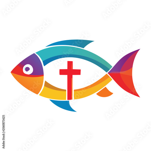 Christian fish symbol with cross
