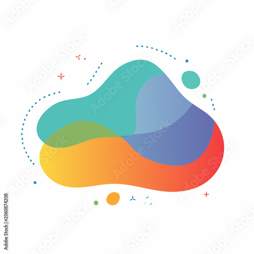 Abstract Gradient Blob Shape with Dotted Lines and Small Shapes
