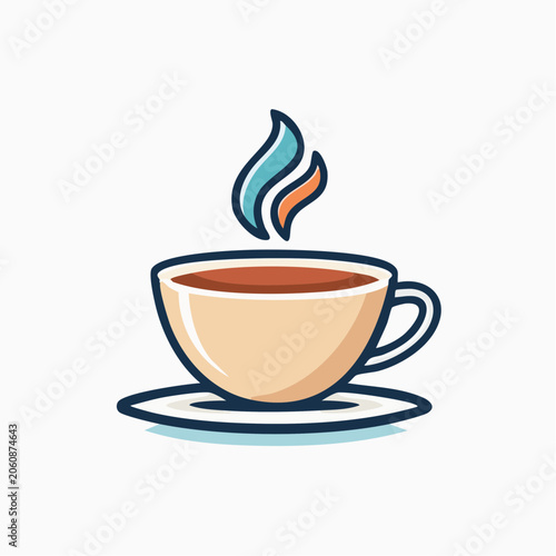 Stylized Cup of Hot Coffee with Steam