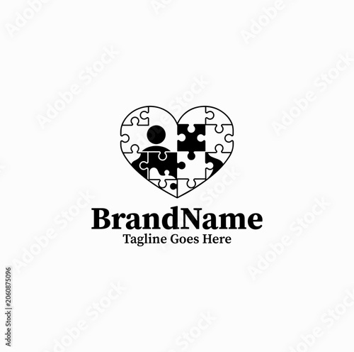 Matching Puzzle Pieces Represent Relationship Compatibility Service With Modern Brand Identity