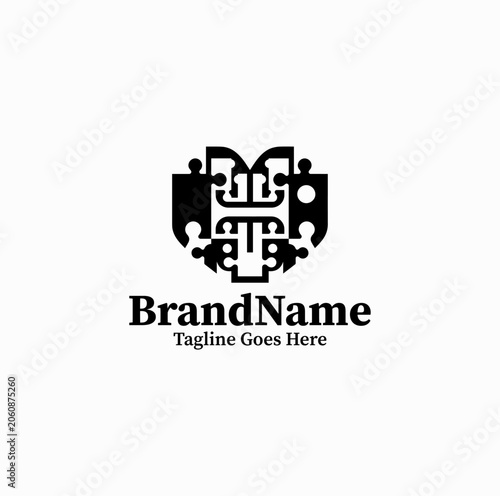 Matching Puzzle Pieces Represent Relationship Compatibility Service With Modern Brand Identity