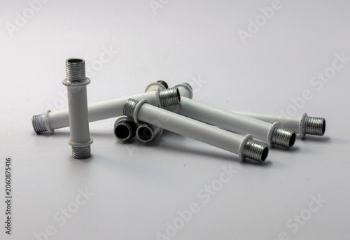 connecting elements with threaded connections at the edges, hollow inside, for laying electrical wires,