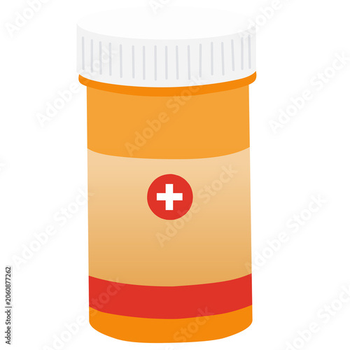 Essential medical container for health support and prescribed treatment, symbolizing pharmacy services and healthcare solutions in a simple, accessible design for wellness