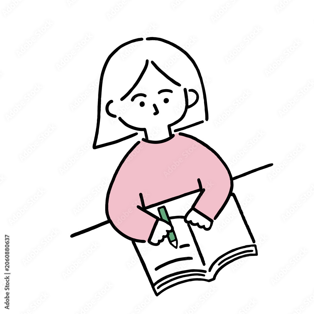 Obraz premium 日記を書く女性