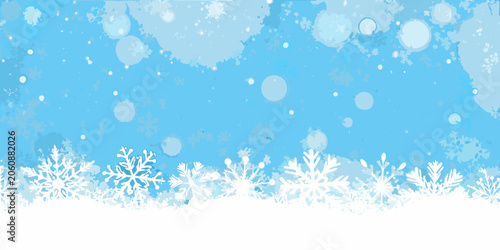 Foto Winter snow border illustration featuring snowflakes and circular elements in a
