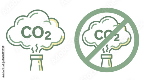 Fotografie Stop CO2 emissions and clean air graphic symbols.
