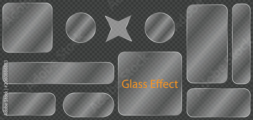 Tableau sur toile Selection preview of a dark, textured, semi-transparent glass-effect UI asset ki