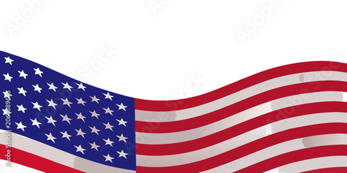 Foto Waving American Flag Illustration Red White And Blue Vector Graphic