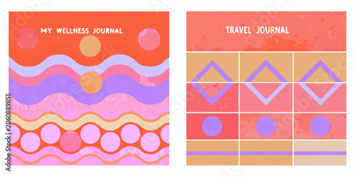 Photos Journal covers with abstract wave and geometric patterns vector illustration