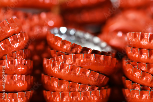 Gesammelte Kronkorken zum recyceln.