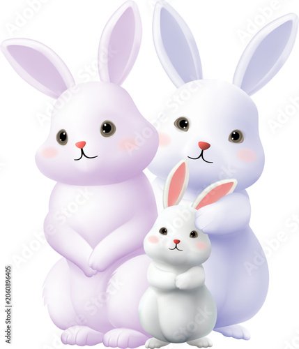cartoon happy rabbit family perfect for Easter designs children books and family themed greeting cards.