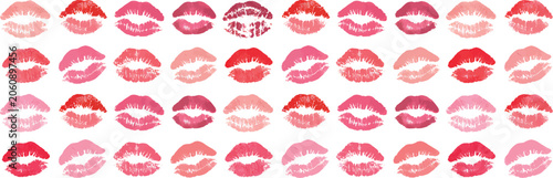 Lips Kiss Marks on White Background