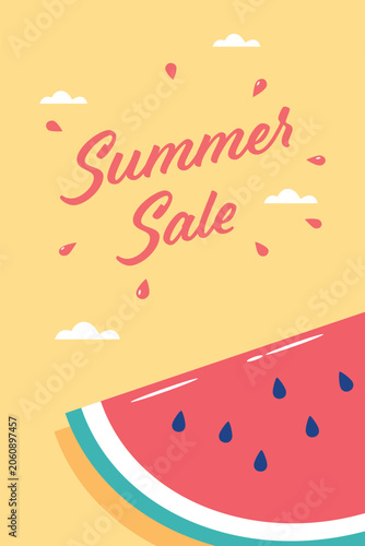 Watermelon colorful summer sale poster