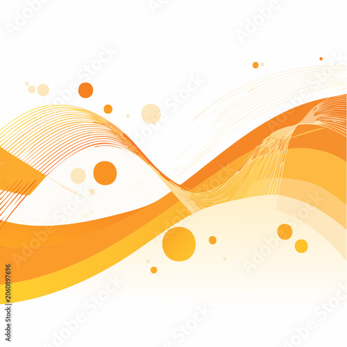 Abstract Orange Waves and Circles Background