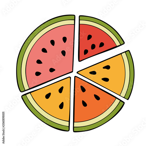 Colorful Watermelon Slices in Flat Design