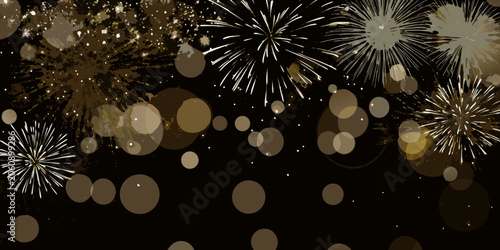 Fotografia Golden fireworks and bokeh lights a celebratory vector illustration