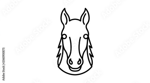 Cuadro en lienzo Simple Outline Drawing of a Horse Head Facing Forward.