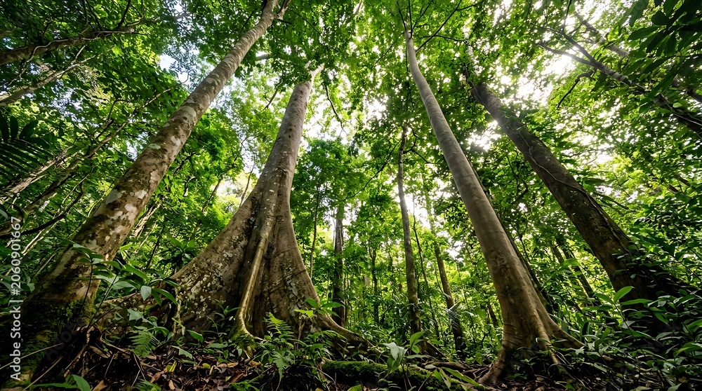 Fototapeta premium Lush Canopy View in Dense Rainforest Jungle