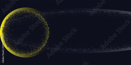 Circular splash of halftones and grunge abstract. Abstract and irregular shape consisting of halftone dots.