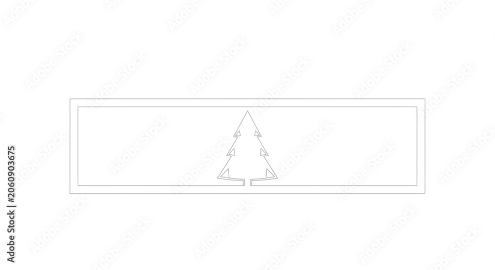 Obraz premium Minimalist Christmas Tree Outline in Rectangular Frame, Simple Winter Holiday Graphic