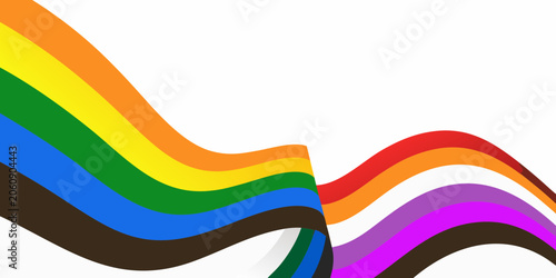 Canvastavla Flowing rainbow pride flags with dynamic curves against a white background vecto