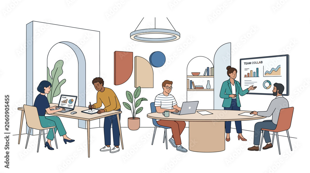 Fototapeta premium Business Team Meeting in Modern Office Presentation