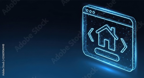 Digital website browser interface displaying a home page icon and navigation elements