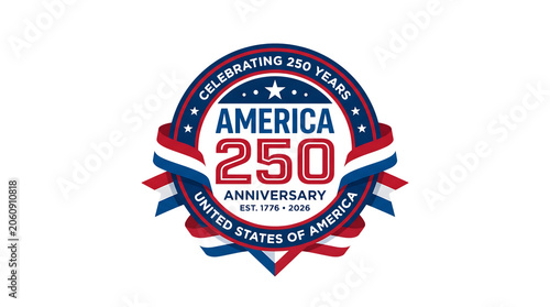 America 250 anniversary emblem celebrating 250 years of us history isolated on transparent background