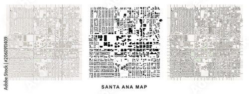 Fotografie Figureground diagram of santa ana, california, showing urban density and street