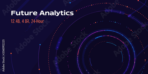 Concentric circular arcs with dotted lines a vector illustration in shades of blue and purple