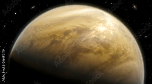 Ultra-Realistic Close-Up View of Venus Planet in Deep Space