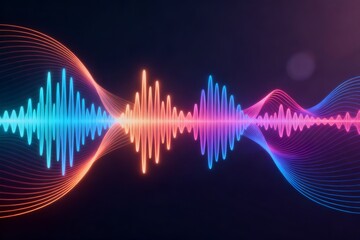 Colorful sound wave patterns on dark background