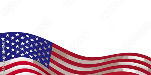 Tablou pe pânză Waving American Flag Illustration With Stripes And Stars Against A Black Backgro