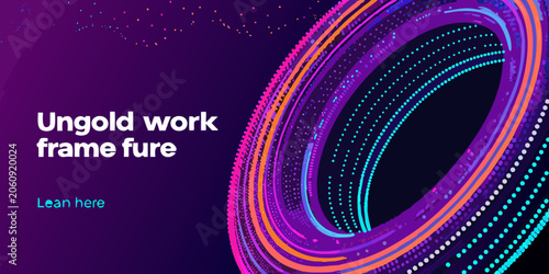 Fotografie Concentric circular rings illustration with gradient purple and teal coloration