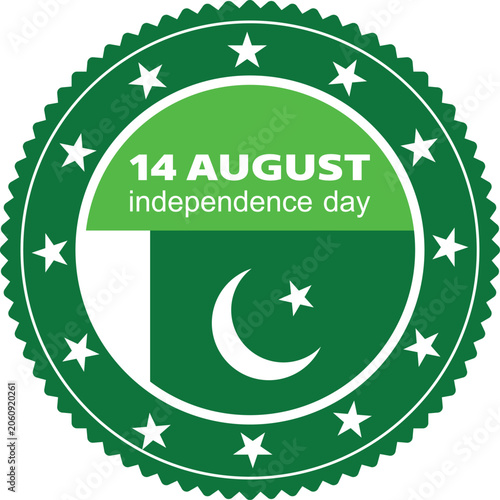 Happy Independence Day 2026 Green Circular Badge Design with Pakistan Map Silhouette – Festive National Celebration Background