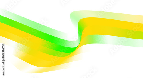 Abstract green and yellow flowing wave background with smooth ribbon curves for eco, nature and modern design